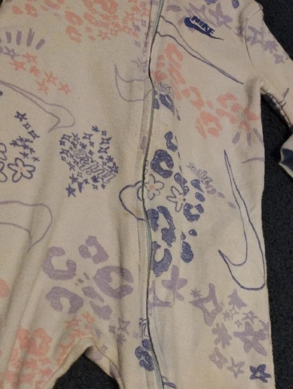 Nike Cream Footed One-Piece with Lavender and Peach Accents